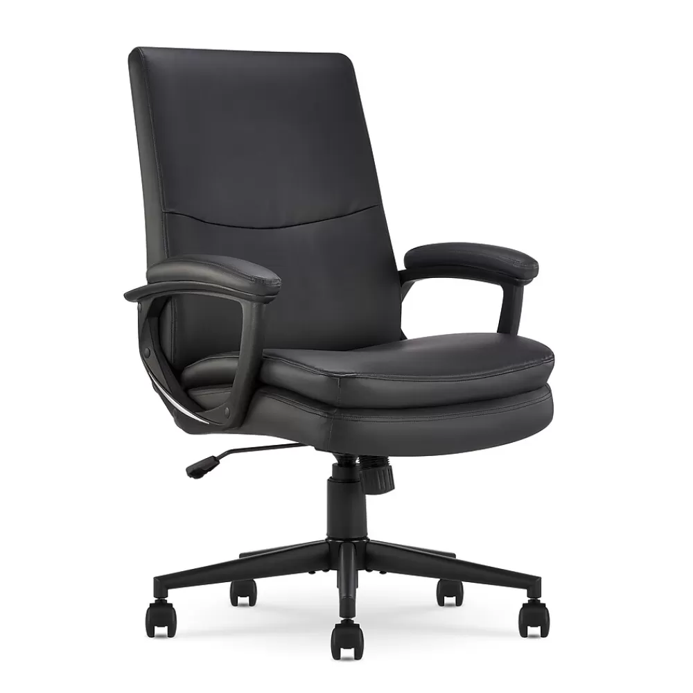 Serta Comfort Modern Ergonomic Bonded Leather Swivel Executive Chair, Black (CHR10132A) New