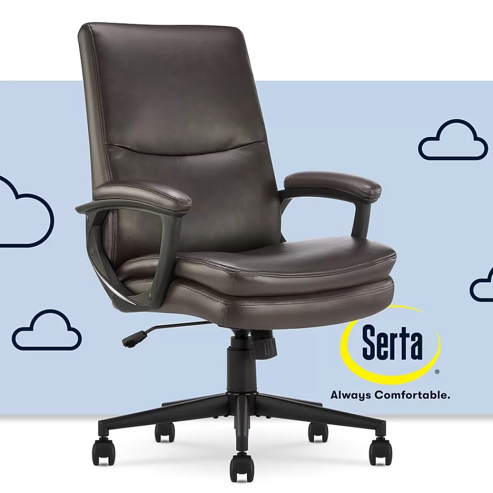 Serta Comfort Modern Ergonomic Bonded Leather Swivel Executive Chair, Brown (CHR10132B) Fashion