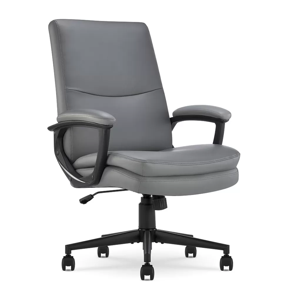 Serta Comfort Modern Ergonomic Bonded Leather Swivel Executive Chair, Gray (CHR10132C) Discount