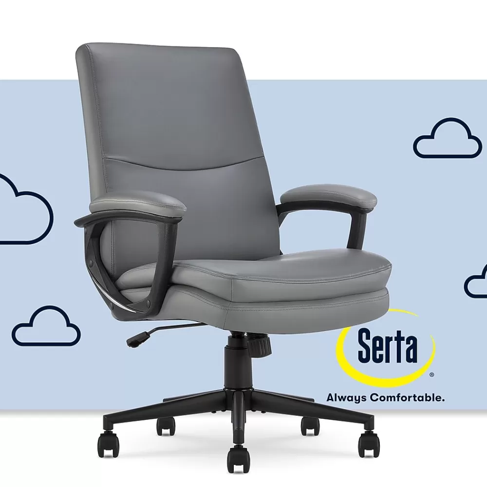 Serta Comfort Modern Ergonomic Bonded Leather Swivel Executive Chair, Gray (CHR10132C) Discount