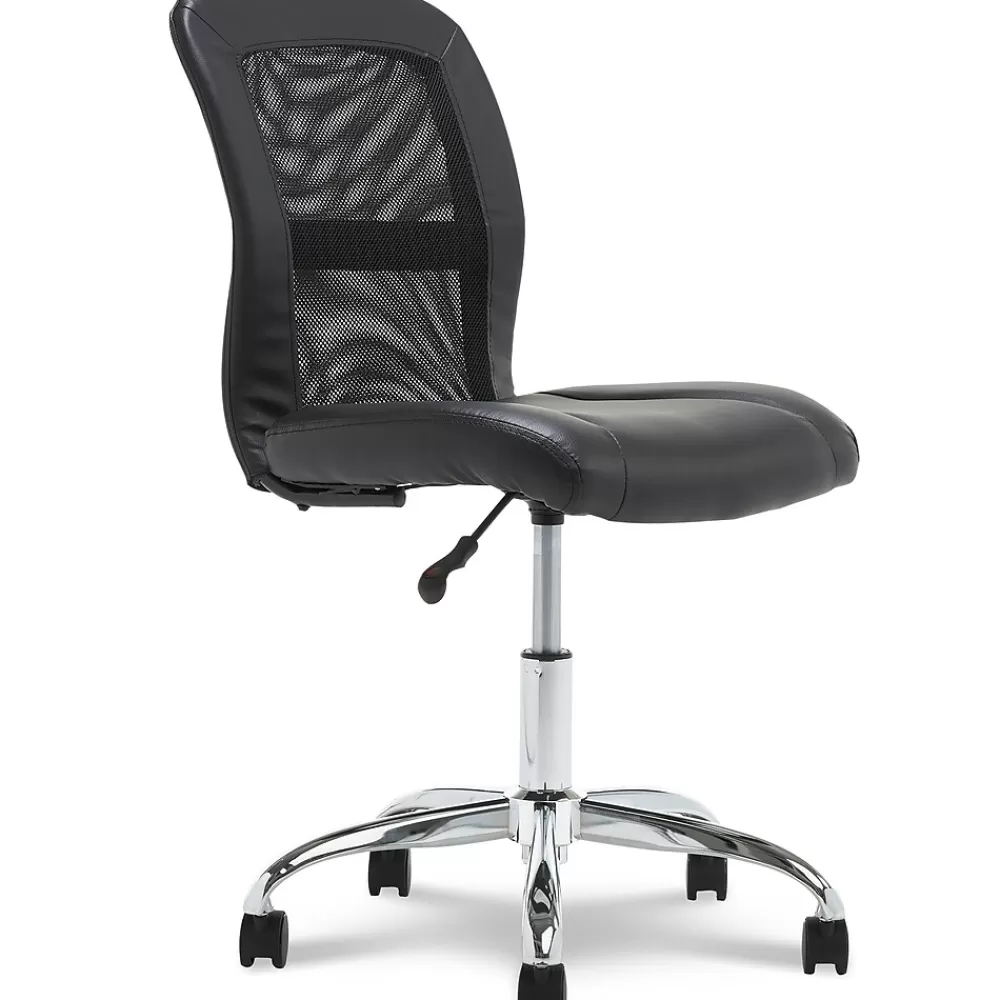 Serta Essentials Armless Ergonomic Bonded Leather/Mesh Swivel Task Chair, (48740) Black Best Sale