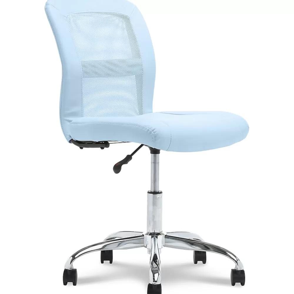 Serta Essentials Armless Ergonomic Bonded Leather/Mesh Swivel Task Chair, (48740D) Blue Online