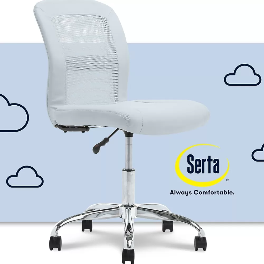 Serta Essentials Armless Ergonomic Bonded Leather/Mesh Swivel Task Chair, (48740D) Blue Online