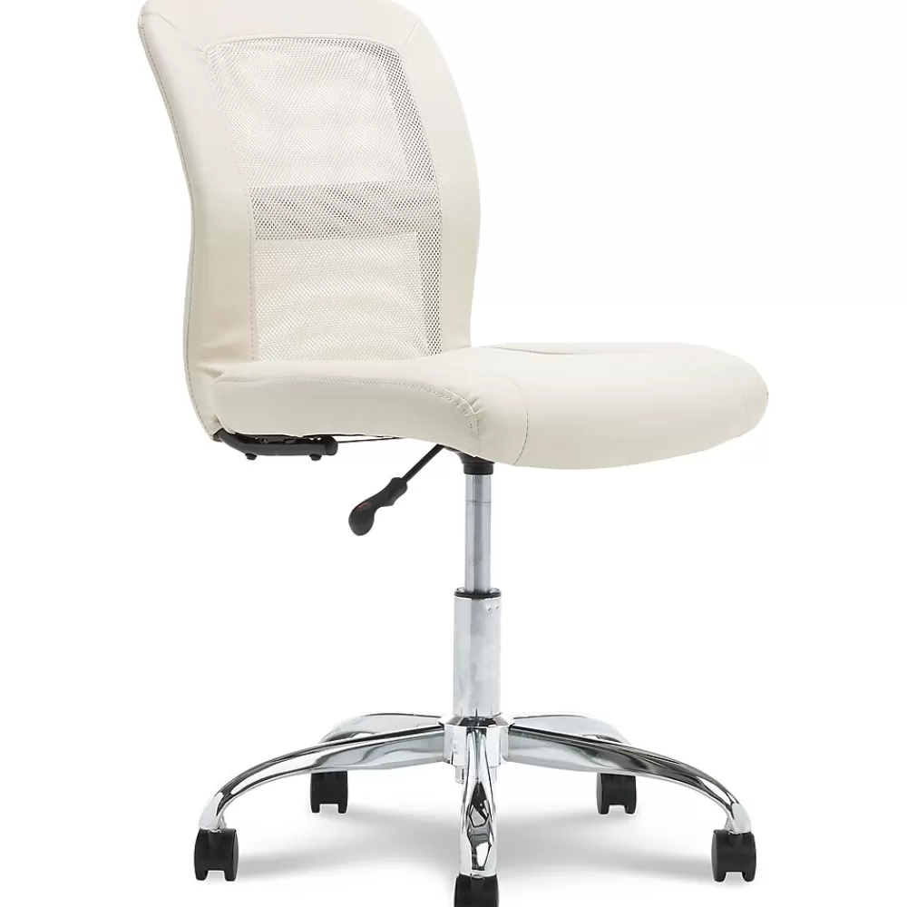 Serta Essentials Armless Ergonomic Bonded Leather/Mesh Swivel Task Chair, (48740B) Cream Hot