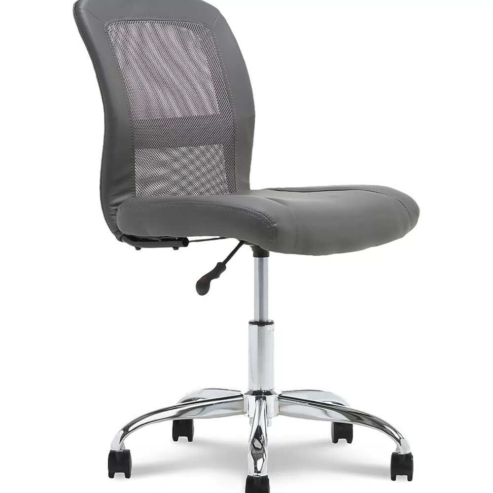 Serta Essentials Armless Ergonomic Bonded Leather/Mesh Swivel Task Chair, (48740A) Gray Outlet