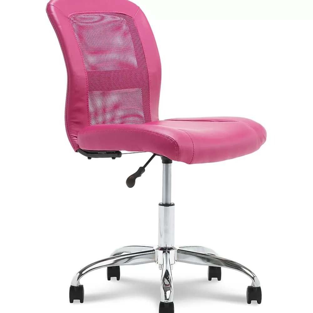 Serta Essentials Armless Ergonomic Bonded Leather/Mesh Swivel Task Chair, (48740E) Pink Shop