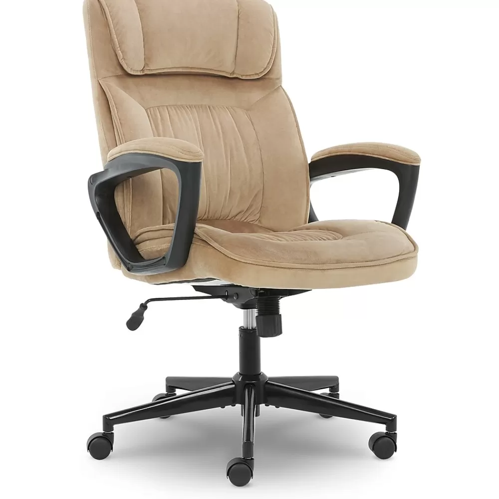 Serta Executive Office Chair, Microfiber, Light Beige, Seat Size: 20.75''W x 19.5"D, Back Size: 20.25"W x 26.50"H (CHR200002) Best Sale
