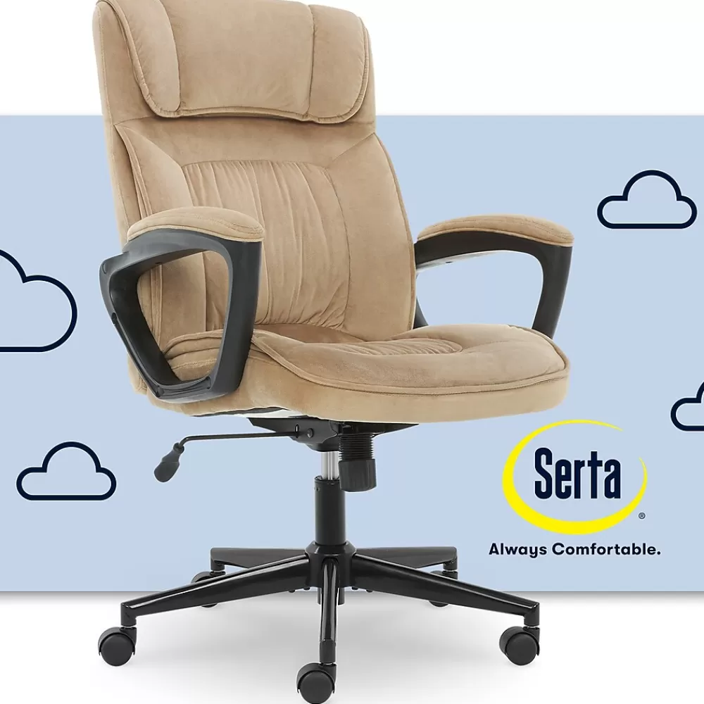Serta Executive Office Chair, Microfiber, Light Beige, Seat Size: 20.75''W x 19.5"D, Back Size: 20.25"W x 26.50"H (CHR200002) Best Sale