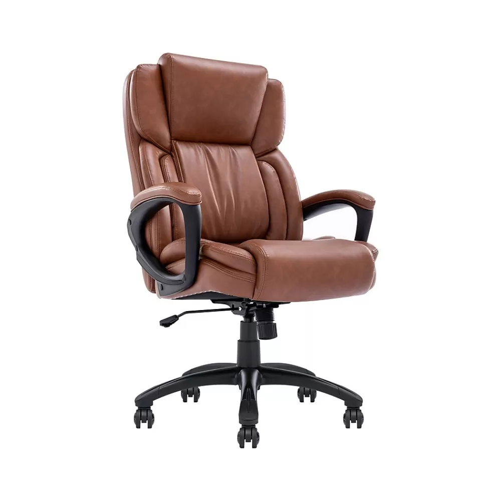 Serta Garret Ergonomic Bonded Leather Swivel Executive Chair, (43520D) Cognac Cheap