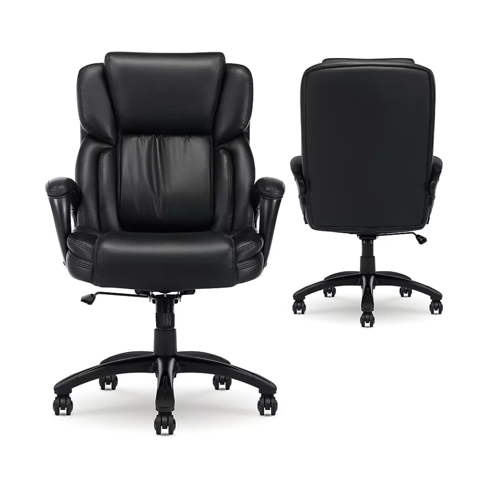 Serta Garret Ergonomic Bonded Leather Swivel Executive Chair, (43520E) Space Black Fashion