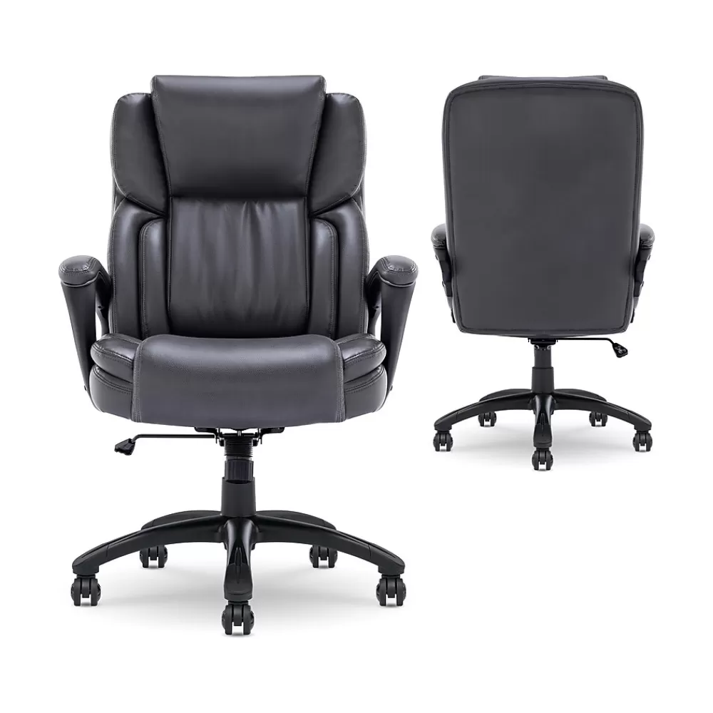 Serta Garret Ergonomic Bonded Leather Swivel Executive Chair, (43520F) Space Gray Clearance