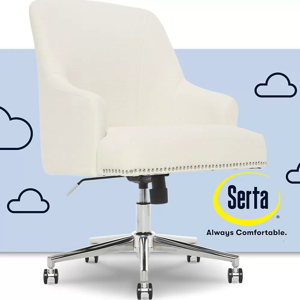 Serta Leighton Fabric Home Office Chair, Ivory (48444) Clearance