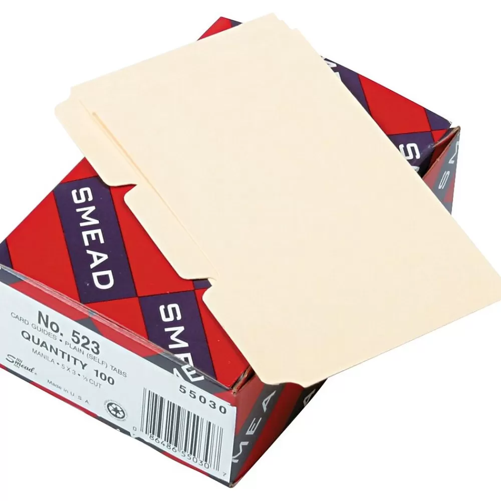 Smead ® Recycled Self-Tab Card Guides, Blank, 3" x 5",Manila, 100/Box (55030) Fashion