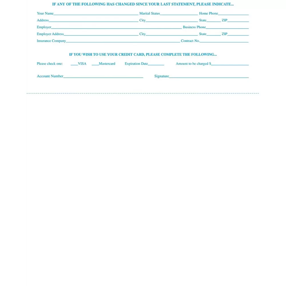 Medical Arts Press Solid Color Laser Statements, Style C, with Credit Card Information, Blue Shop