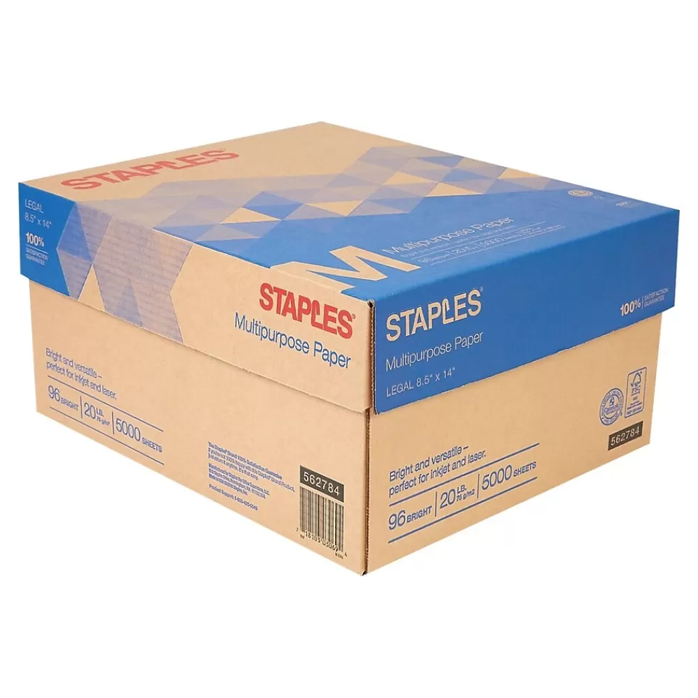 Staples 8.5" x 14" Multipurpose Paper, 20 lbs., 96 Brightness, 500/Ream, 10 Reams/Carton (05028) Shop