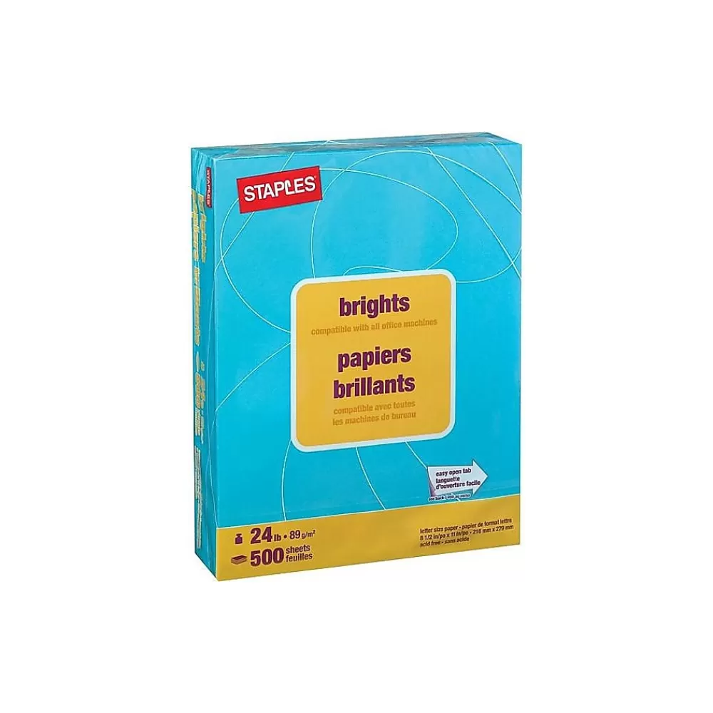 Staples Brights Multipurpose Paper, 24 lbs., 8.5" x 11", , 500/Ream (20101) Blue Best Sale