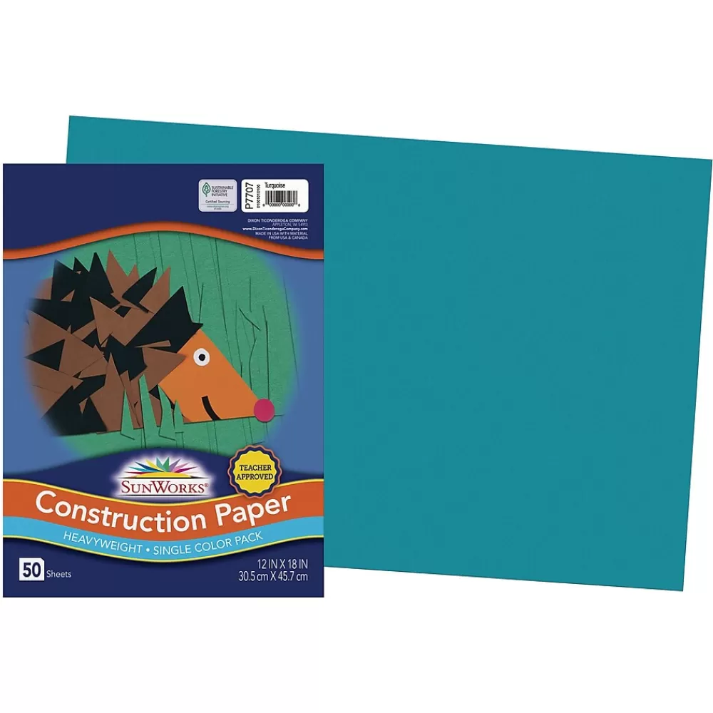 Pacon SunWorks 12" x 18" Construction Paper, Turquoise, 50 Sheets (P7707) Best Sale