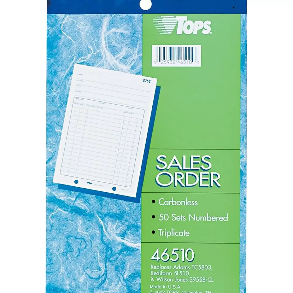TOPS 3-Part Carbonless Sales Orders, 5-1/2" x 7-7/8", (46510) Sale