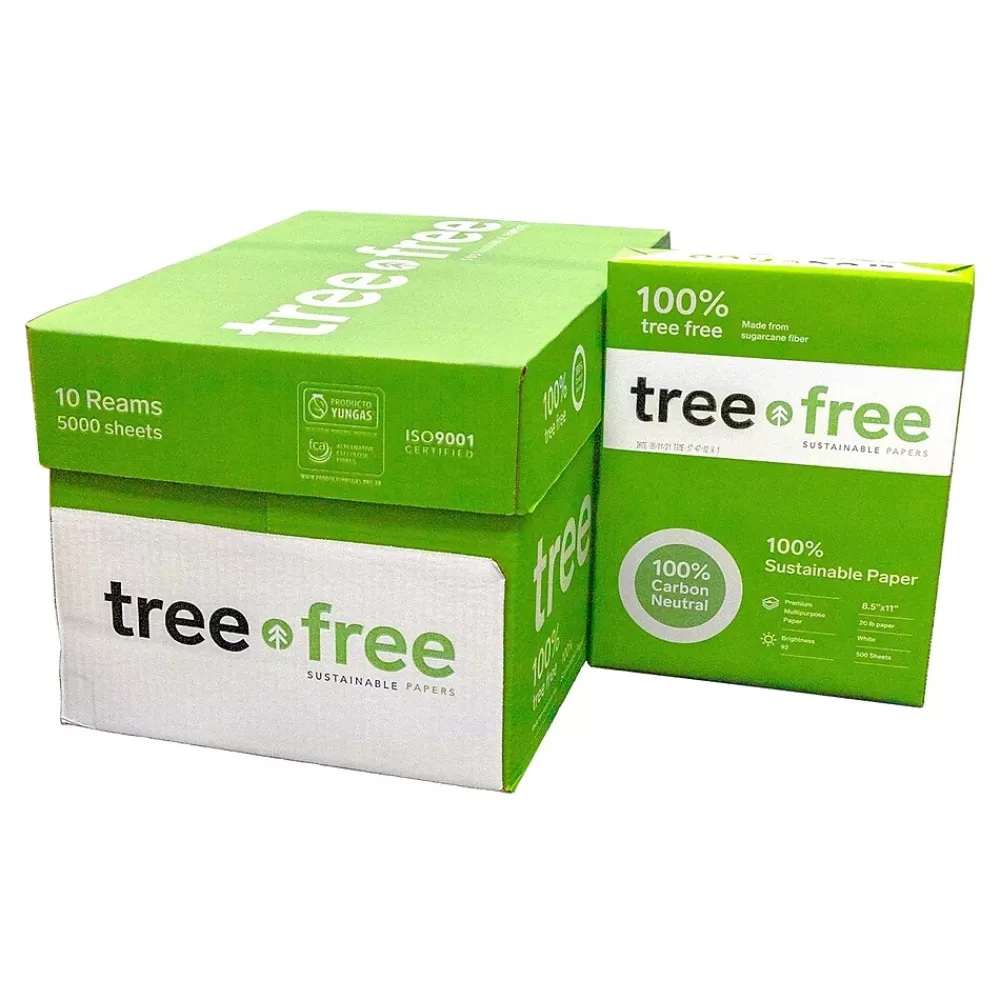 TreeZero TreeFree Multipurpose Paper, 8.5" x 11", 20 lbs., White, 5000 Sheets/Carton (228007534) New