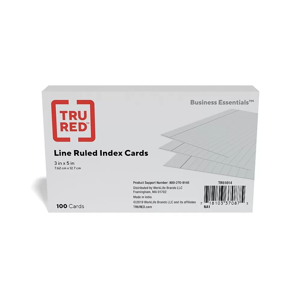 TRU RED ™ 3" x 5" Index Cards, Lined, Gray, 100/Pack (TR51014) Clearance
