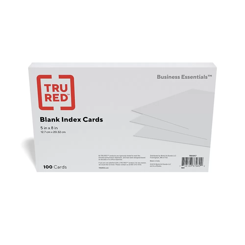 TRU RED ™ Index Cards, 5" x 8", White, 100 Cards/Pack (TR51017 ) Clearance