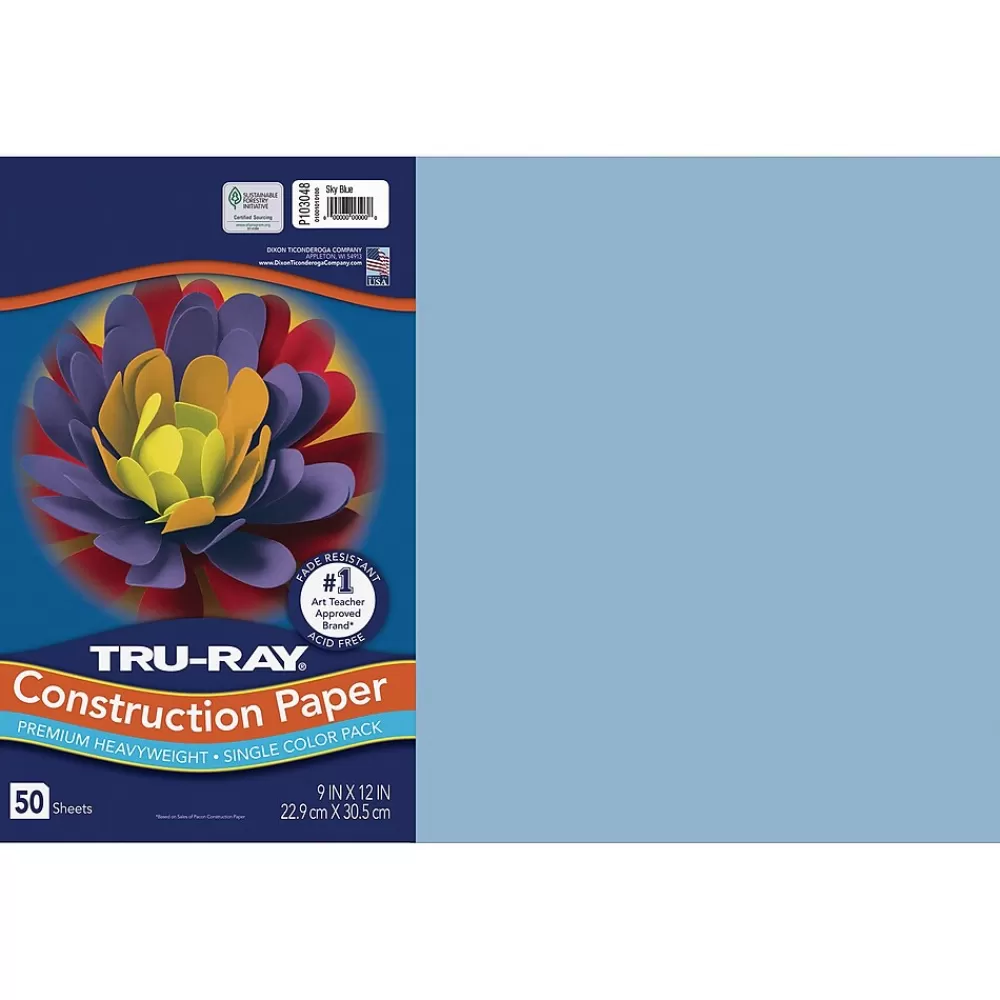 Pacon Tru-Ray 12" x 18" Construction Paper, Sky Blue, 50 Sheets (P103048) Hot