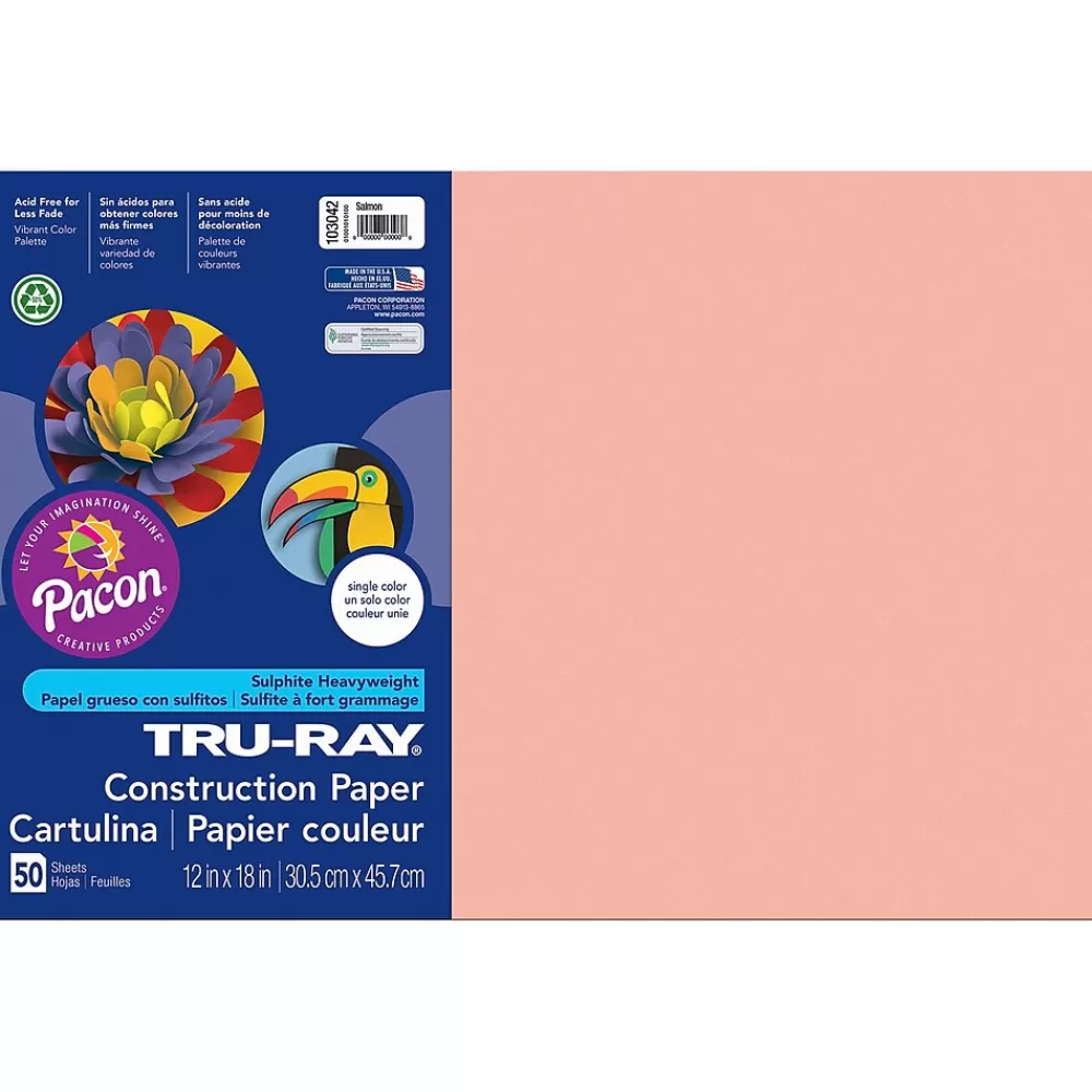 Pacon Tru-Ray® Construction Paper, Salmon, 12" x 18", 50 Sheets Per Pack, 5 Packs (PAC103042-5) Best Sale