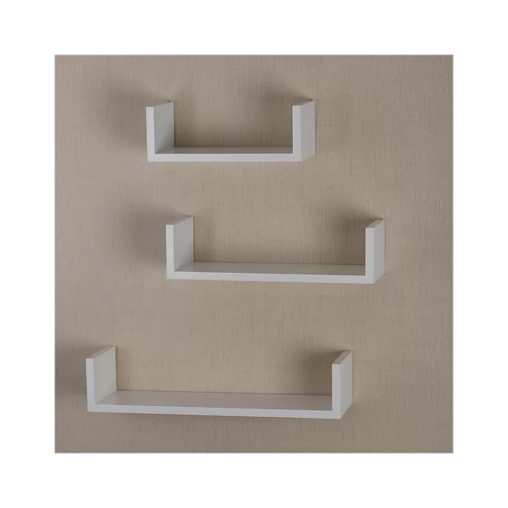 V-Light Wood Wall-Mounted Shelves, White, 3/Pack (VW161011W) Online